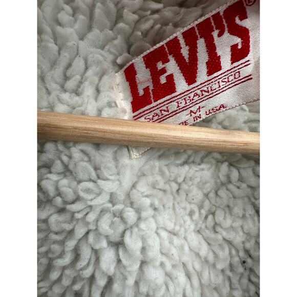 Levi's Jacket Men MEDIUM Blue 1987 Vintage Light Wash Washed Denim Sherpa Lined - Picture 5 of 16